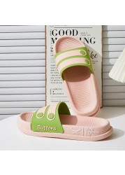 Women Home Platform Slippers Female Fashion Beach Slides Summer Candy Colored Button Strap Non-slip Sandals Chaussure Femme