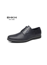 BHKH 2022 leather men casual shoes work office lace-up light dress men shoes