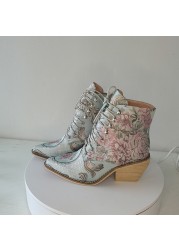 women ankle boots plus size 22-28cm free shipping women boots embroidered boots botas mujer bute femme bottine flower