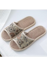 Women Home Slippers Indoor Floor Soft Couple Linen Slippers Bedroom Shoes Ladies Summer New Flex Flip Flops Zapatillas chaus contact