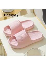 Thick Platform Slippers Cloud Slippers Non-slip EVA Soft Waterproof Cloud Sandals Silent Damping Bathroom Indoor Shoes For Women