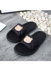 Summer Women Men Slippers Indoor Bathroom Thickened Platform Non-slip Home Couple Cloud Sandals Cartoon Flip Flops Bear Beach Shoes