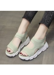 New summer women's sandals chunky mesh thick bottom white shoes 5cm wedges platform trend women sandals beautiful girl beach shoes