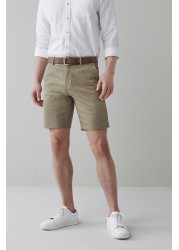 Belted Chino Shorts With Stretch