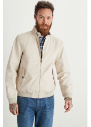 Shower Resistant Harrington Jacket With Check Lining