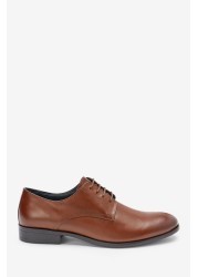 Round Toe Leather Derby Shoes