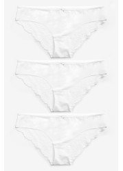 No VPL Lace Back Briefs 3 Pack Brazilian