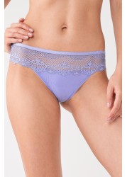 Microfibre And Lace Knickers Thong