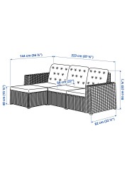 SOLLERÖN 3-seat modular sofa, outdoor