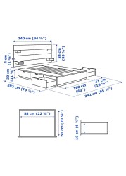 NORDLI هيكل سرير مع تخزين ولوح رأس