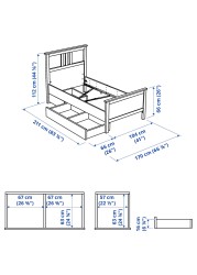 HEMNES هيكل سرير+2 صناديق تخزين