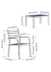 SJÄLLAND Table+4 chairs w armrests, outdoor