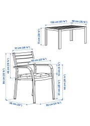 SJÄLLAND Table+4 chairs w armrests, outdoor