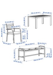 SJÄLLAND Table+2 chairs+ bench, outdoor