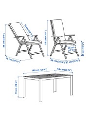 SJÄLLAND Table+4 reclining chairs, outdoor