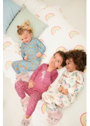 3 Pack Cotton Snuggle Pyjamas With Appliqué Unicorn (9mths-8yrs)