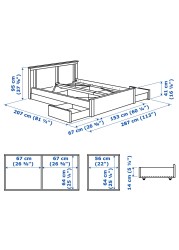 SONGESAND Bed frame with 4 storage boxes