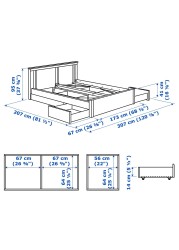 SONGESAND Bed frame with 4 storage boxes