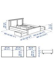 SONGESAND Bed frame with 4 storage boxes