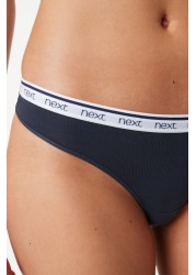 Cotton Rich Logo Knickers 4 Pack Thong