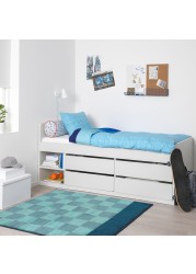 SLÄKT Bed frame w storage+slatted bedbase