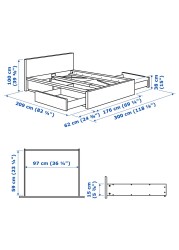 MALM Bed frame, high, w 4 storage boxes