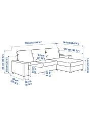 VIMLE 3-seat sofa with chaise longue