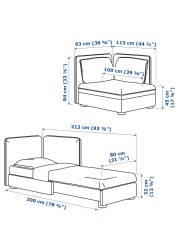 VALLENTUNA Sofa-bed module with backrests