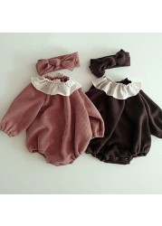 Autumn new kids girls clothes infant solid knitting bodysuits baby girls long sleeve cotton jumpsuits clothes