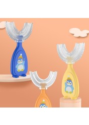 Liquid Silicone U-Shape Manual Oral Care Kids Toothbrush Cartoon Pattern Baby Teeth Cleaning Tool Children Toothbrush