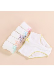 Baby Girls Cotton Underwear Teenage Underwear With Tie Soft Briefs Briefs For Kids 2-16 Years Old 6pcs