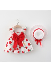 Melario 2pcs Kids Summer Set Korean Cute Floral Newborn Baby Girls Dress Sleeveless Beach Princess Toddler Sun Dresses