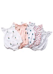 Summer Newborn Infant Baby Girls Romper Gauze Cotton Linen Baby Romper Playsuit Jumpsuit Fashion Baby Clothes