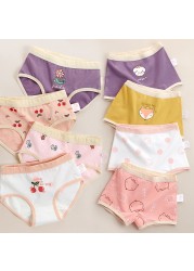 Girls Panties Kids Underwear Cotton Children Briefs Cherry Cartoon Short 4pcs/lot