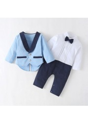 New boys clothes spring and autumn baby rompers coat 2pcs suit baby boy clothes kids outfits