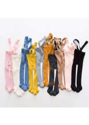 Breathable Infant Kids Suspenders Pantyhose Spring Autumn Baby Girls Boys Cute Solid Color High Waist Bandage Leggings Overall