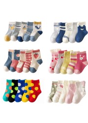 5 Pairs Cotton Kids Warm Socks Winter Socks For Baby Girls Cute Cartoon Newborn Toddler Casual Sports Socks Boys Socks 0-12 Years