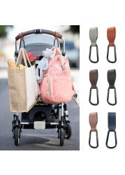 PU Leather Baby Stroller Hook Bag Hanging Bags Holder 360 Degree Rotate Pram Stroller Velcro Organizer Strap Stroller Accessories