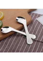 Children Feeding Spoon New Style Baby Infant Safe Spoon Stainless Steel Quality Spoon Curved Spoon Baby Exercise Tableware