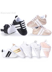 Soft Sole Leather Striped Boy Shoes Baby Girl Shoes Children Sport Running Shoes Newborn Baby First Walkers Toddler Kids Sneaker