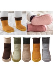 Baby Boy Girl Socks Anti Slip Rubber Soles First Walkers Warm Floor Socks Toddler Floor Socks Shoes Slippers Sewing Thread Socks