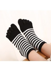 Autumn Winter Kids Striped Cotton Five Toe Floor Ankle Socks Boys Girls Casual Children Breathable Soft Short Tube Socks