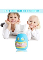 Children's Electric Sonic Toothbrush Silicone Cartoon Rabbit Pattern U-shaped Toothbrush Waterproof Automatic Oral Cleaning Tool