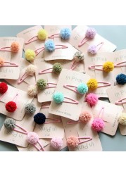 2pcs/set cute lace pom pom baby hair clips cute kids girl hairpin hair accessories hair clips for children