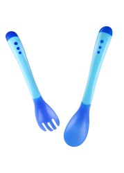 1pc Baby Soft Temperature Sensing Spoon Baby Safety Learning Fork Spoon Children Kids Boy Girl Food Feeding Utensils Tool