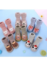 Baby Socks With Rubber Soles For Toddlers Kids Socks Toddler Boys Sock Warm Terry Shoes Thicken Slippers Infant Girl Winter