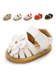 New Infant Baby Shoes Baby Boy Girl Shoes Toddler Flats Summer Sandals Flower Soft Rubber Sole Anti-slip Crib Shoes First Walker