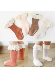 Baby Socks New Kids Toddlers Girls Knee High Long Soft Cotton Lace Baby Children Socks Baby Girl Socks 0 to 3 Years Autumn Clothes