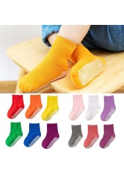 6 Pairs Set 0-7Years Cotton Boys Girls Infant Baby Kids Children Baby Non-slip Grips Socks Autumn Winter Spring Summer