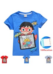 2019 new summer children's clothing t-shirt christmas tops girl t-shirts ryan play review mask boy cartoon kid t-shirt tees